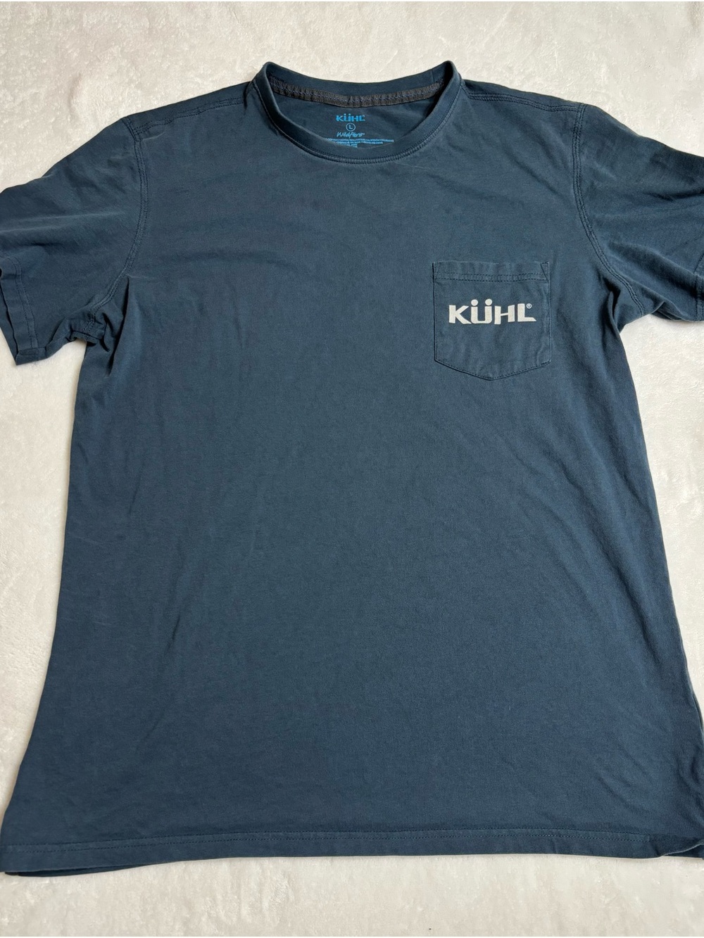 Kuhl Men's Short Sleeve Pocket Tee in Navy Blue with White Logo